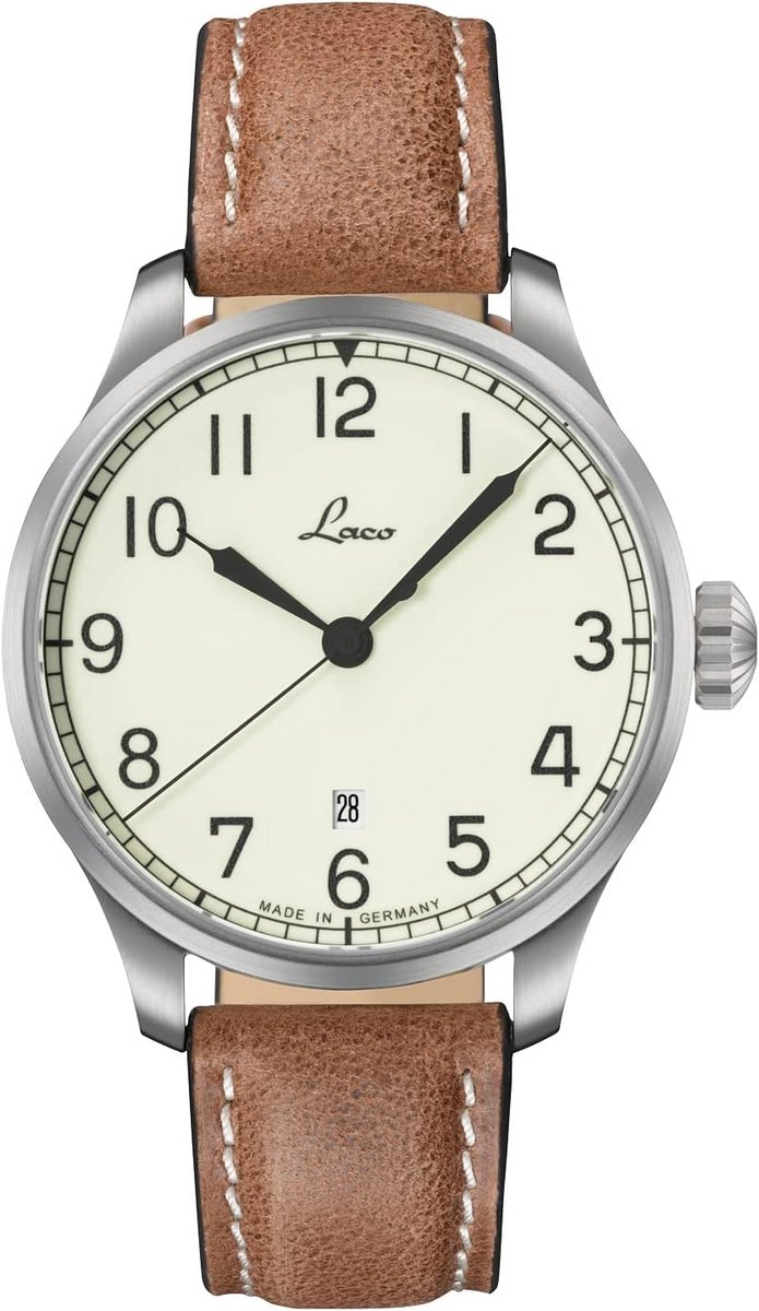 Automatisch Herenhorloge met Bruine Kalfsleren Band en Saffierglas - 42mm