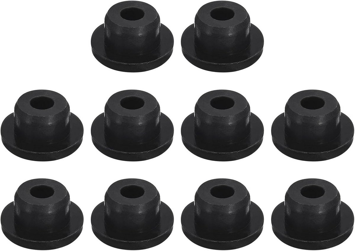 Zwarte Rubberen Stoppen voor Gaten van 16 mm - Set van 10
