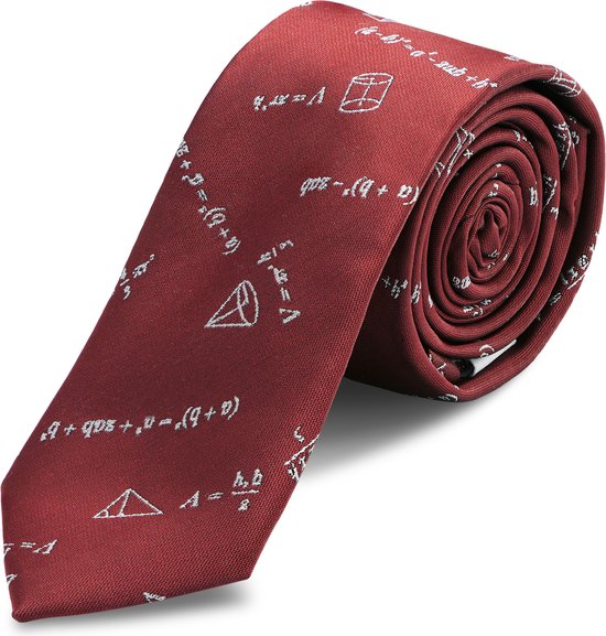 Cravate étroite bordeaux à motifs d'équations mathématiques