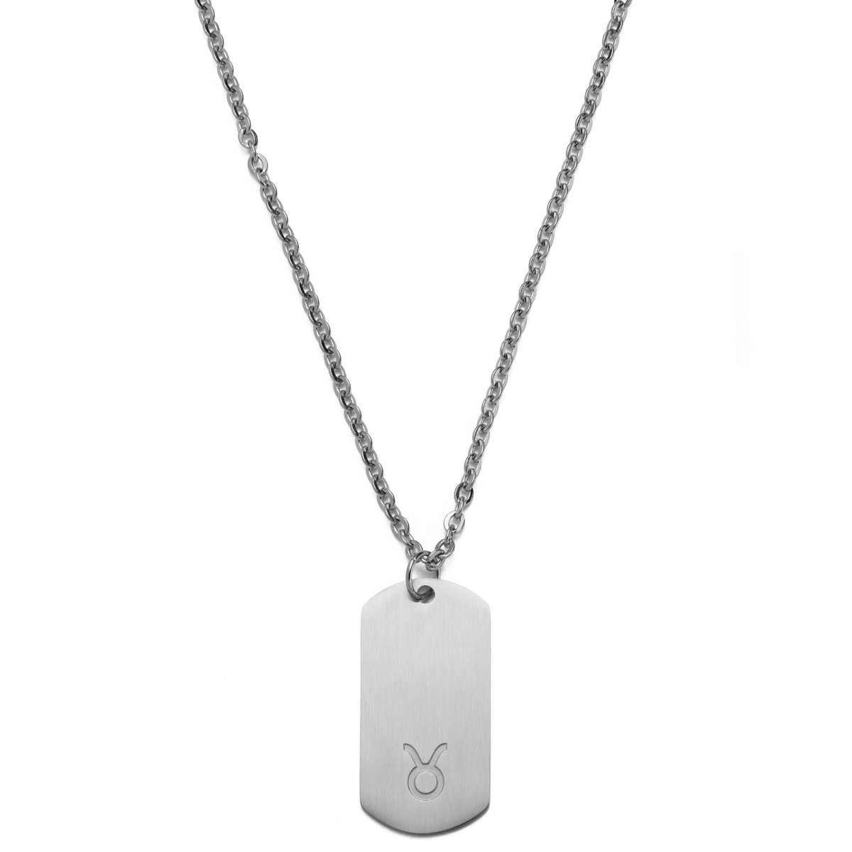 Zilverkleurige Stalen Ketting met Sterrenbeeld Stier
