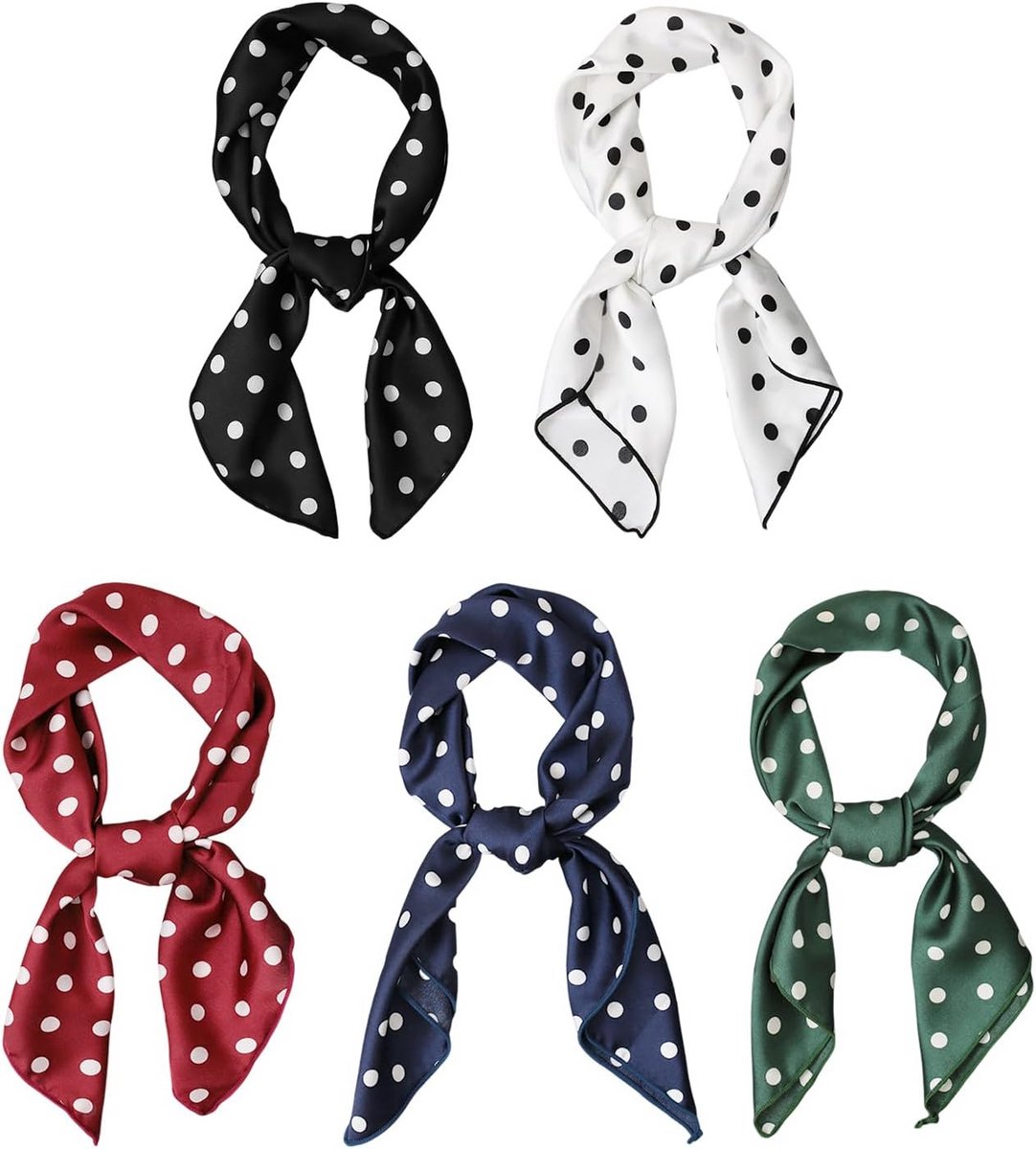 Set van 5 kleine vierkante sjaals Imitatiezijde Modieuze Damesaccessoires