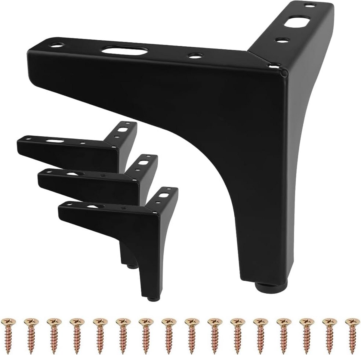 Set van 4 Stevige Metalen Meubelpoten - 10 cm Hoog Zwart