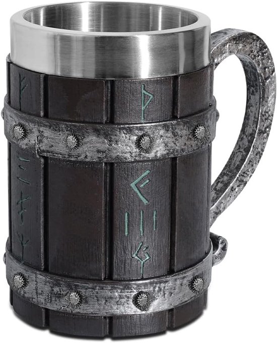 Houten eiken bierpul mok kan zeer solide vaderdag cadeau 0,5 l / M12