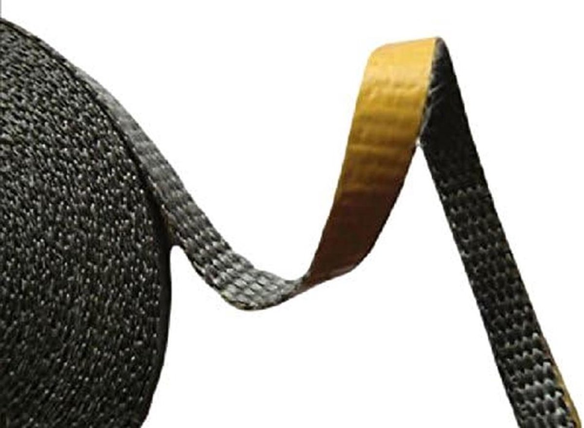 Hittebestendige Glasband Zwart voor Rookovens en Haardglas - 10x2 mm, 3 Meter Lang