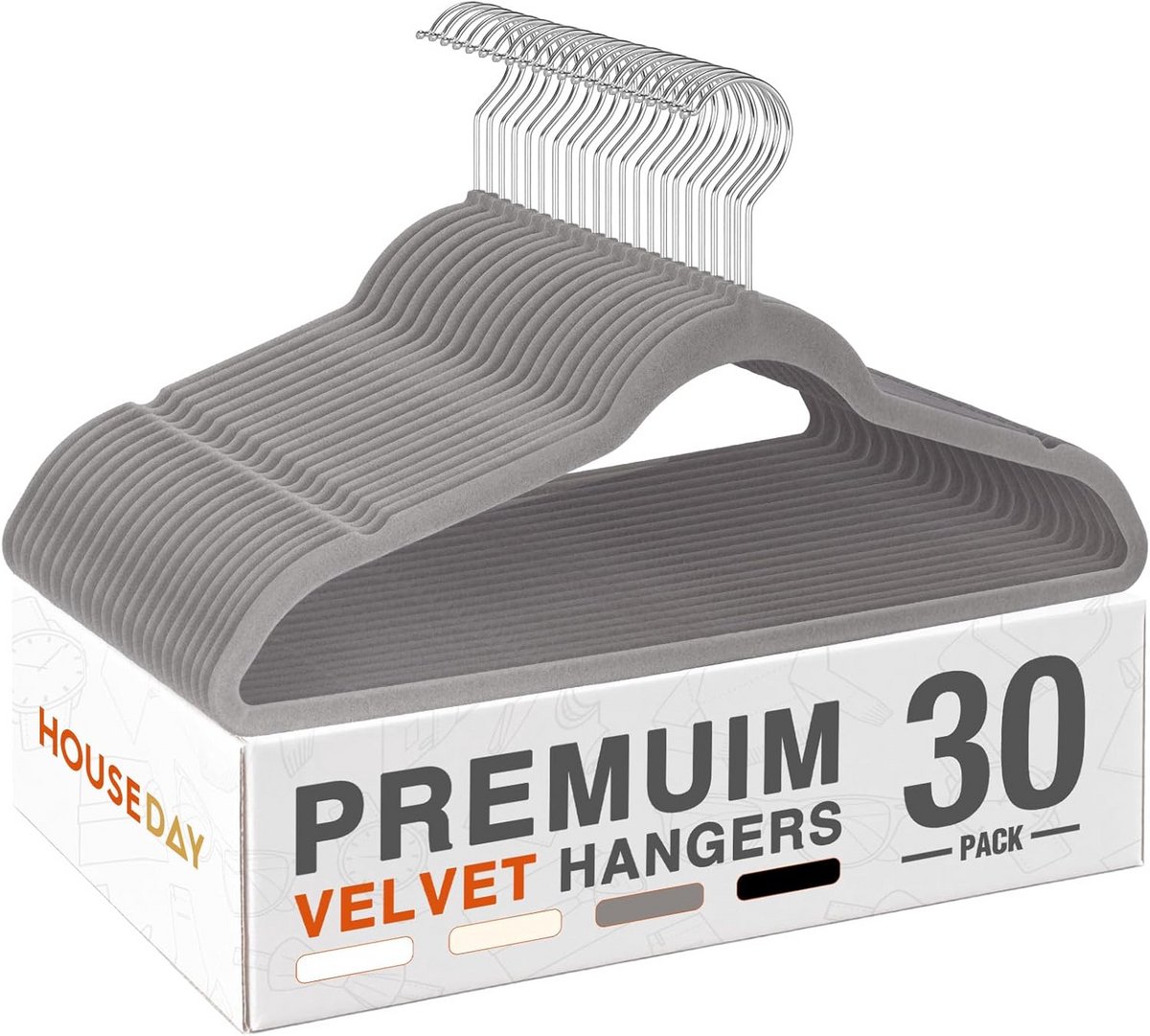 Set van 30 Fluwele Kleerhangers Antislip en Ruimtebesparend met Zwenkhaak