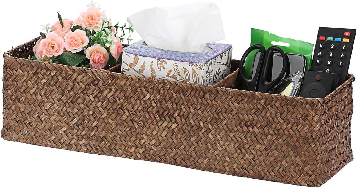 Ronte - Opbergmand - Badkamer Decoratie - Multifunctionele Mand - Zeegras - Koffiekleurig