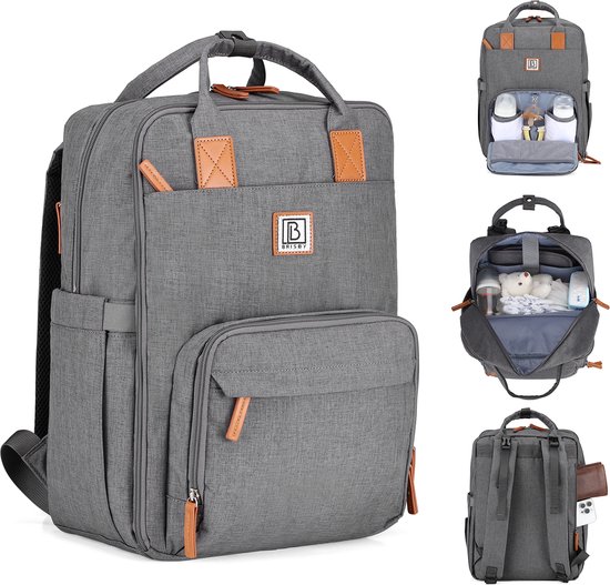 Brisby slijtvaste Luiertas – verzorgingstas – met buggymontage -Donkergrijs