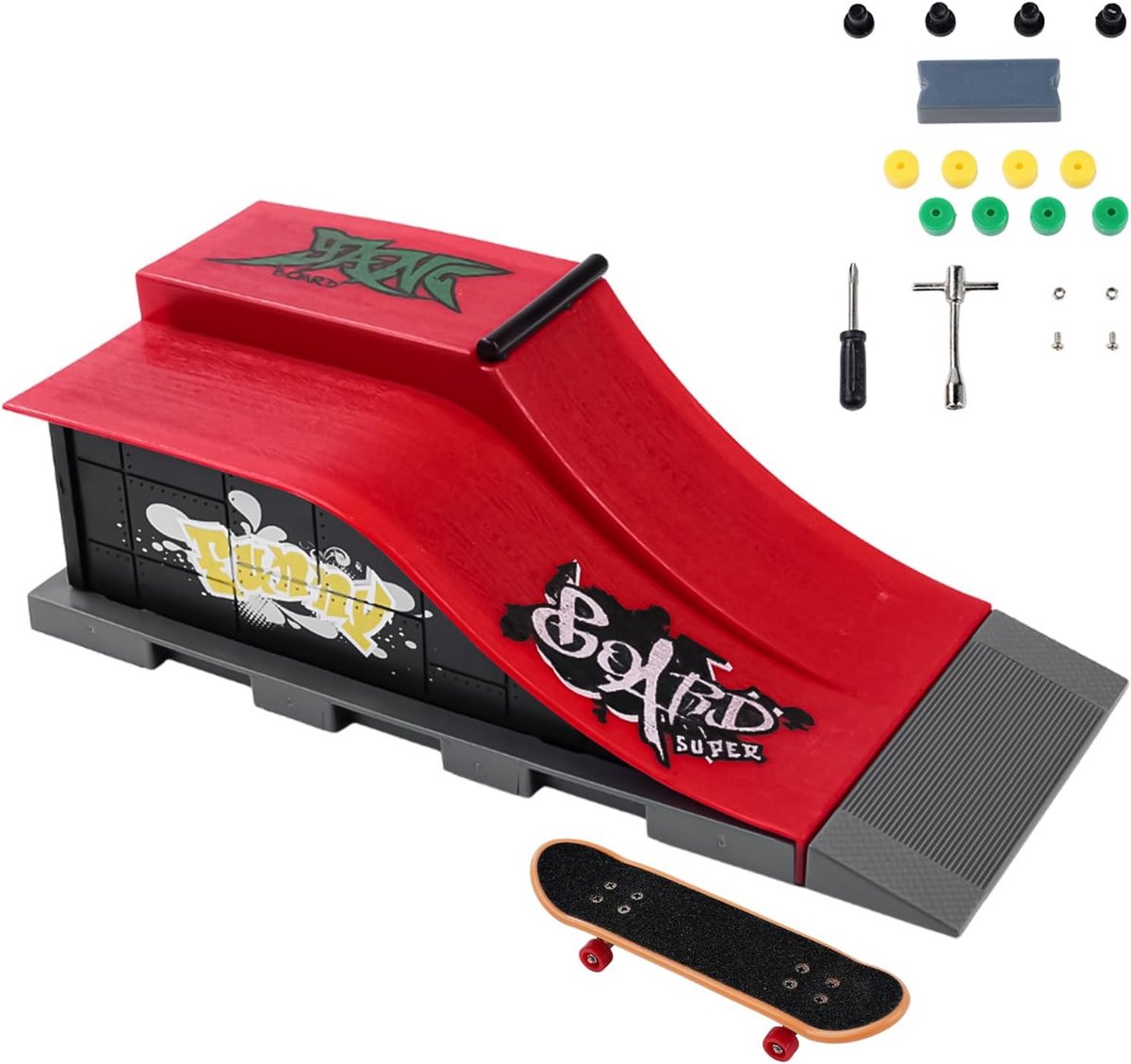Vingerboard Skatepark Set DIY met Mini Skateboard Ramp en Hulpmiddelen