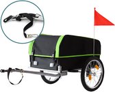 Fietskar opvouwbaar - 59x124x69 cm - met vlag - zwart-groen
