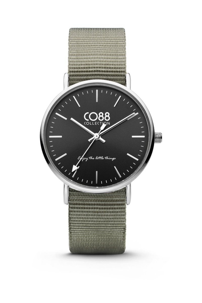 CO88 Collection Horloges 8CW-10018 Horloge met Nato Band - Ø36 mm - Donkergroen - Zilverkleurig