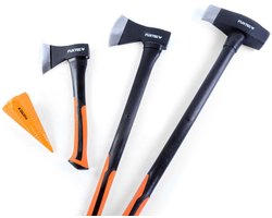 Gesmeed stalen bijlen - FUXTEC FX-AX4 - Set bijl 36cm + bijl 69cm + kloofbijl 91cm + stalen kloofwig 1,8kg