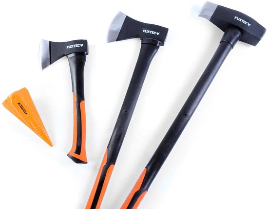 Gesmeed stalen bijlen - FUXTEC FX-AX4 - Set bijl 36cm + bijl 69cm + kloofbijl 91cm + stalen kloofwig 1,8kg