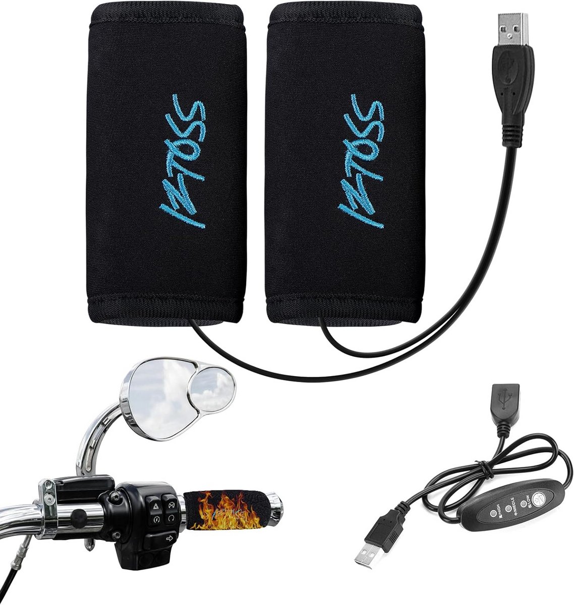 Universele USB Verwarmde Motorfiets Handvatten voor 22-30mm Stuur