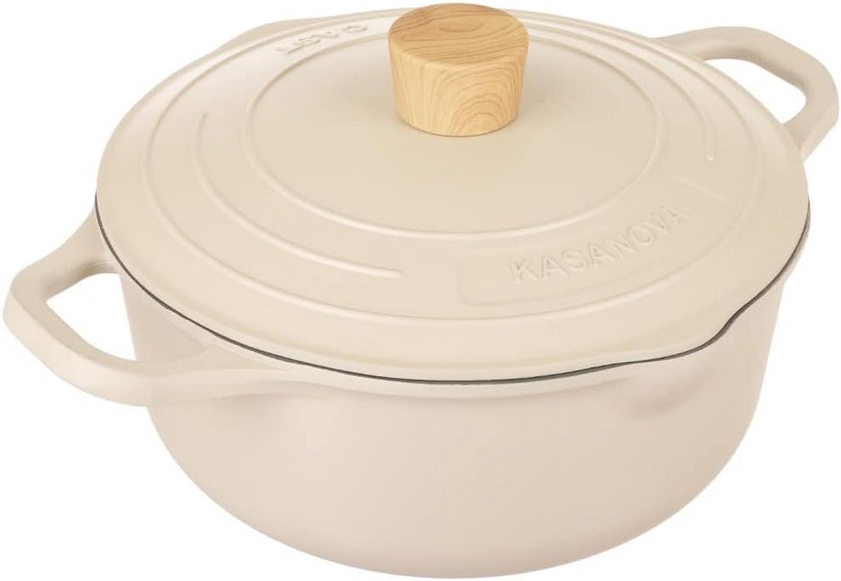 Inductie Koekenpan met Deksel 24 cm Ø - Kookpan Ivoor