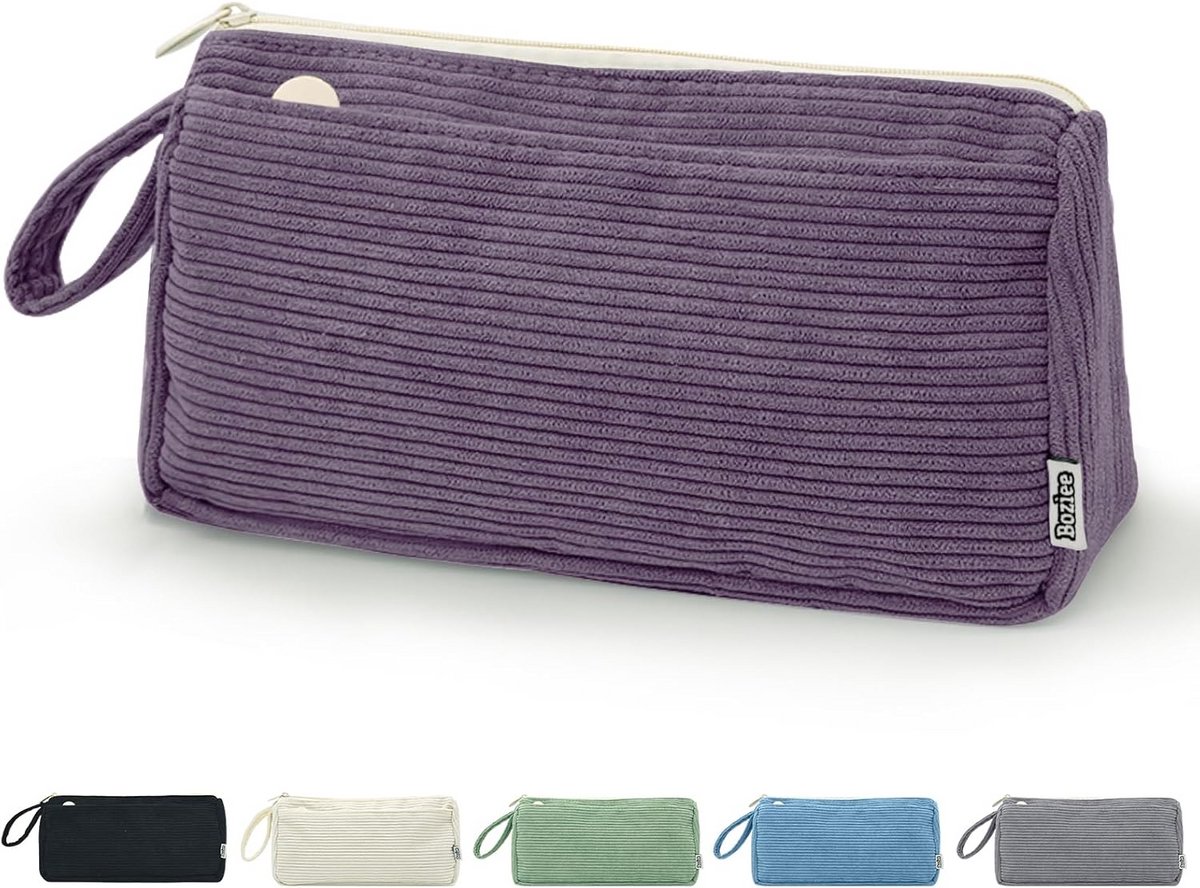 Groot Corduroy Pennen etui voor School en Kantoor - Ruime Organizer voor Meisjes en Tieners