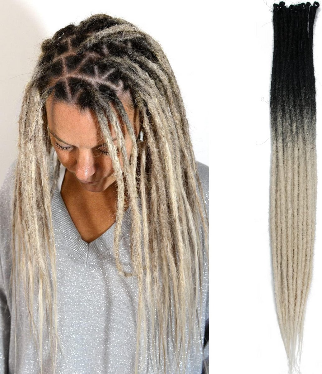 Dunne Synthetische Dreadlocks 0,6 cm Handgemaakt 24 Inch 20 Strengen voor Crocheten
