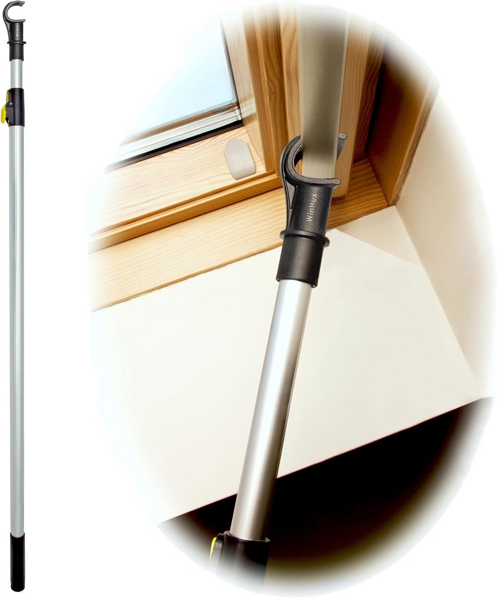 Telescopische paal - Raamstokopener Dakraam - Dakramen Openen - Verstelbaar 1.2-2.0m - 119 x 7 x 7 cm - Zilver