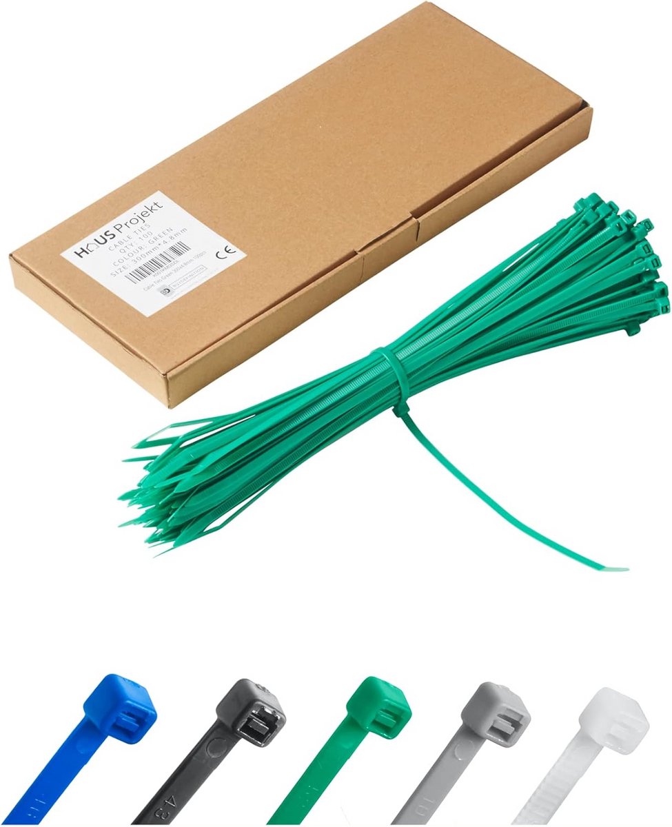 100 stuks Groene Kabelbinders UV-bestendig 300x4,8mm voor Binnen en Buiten