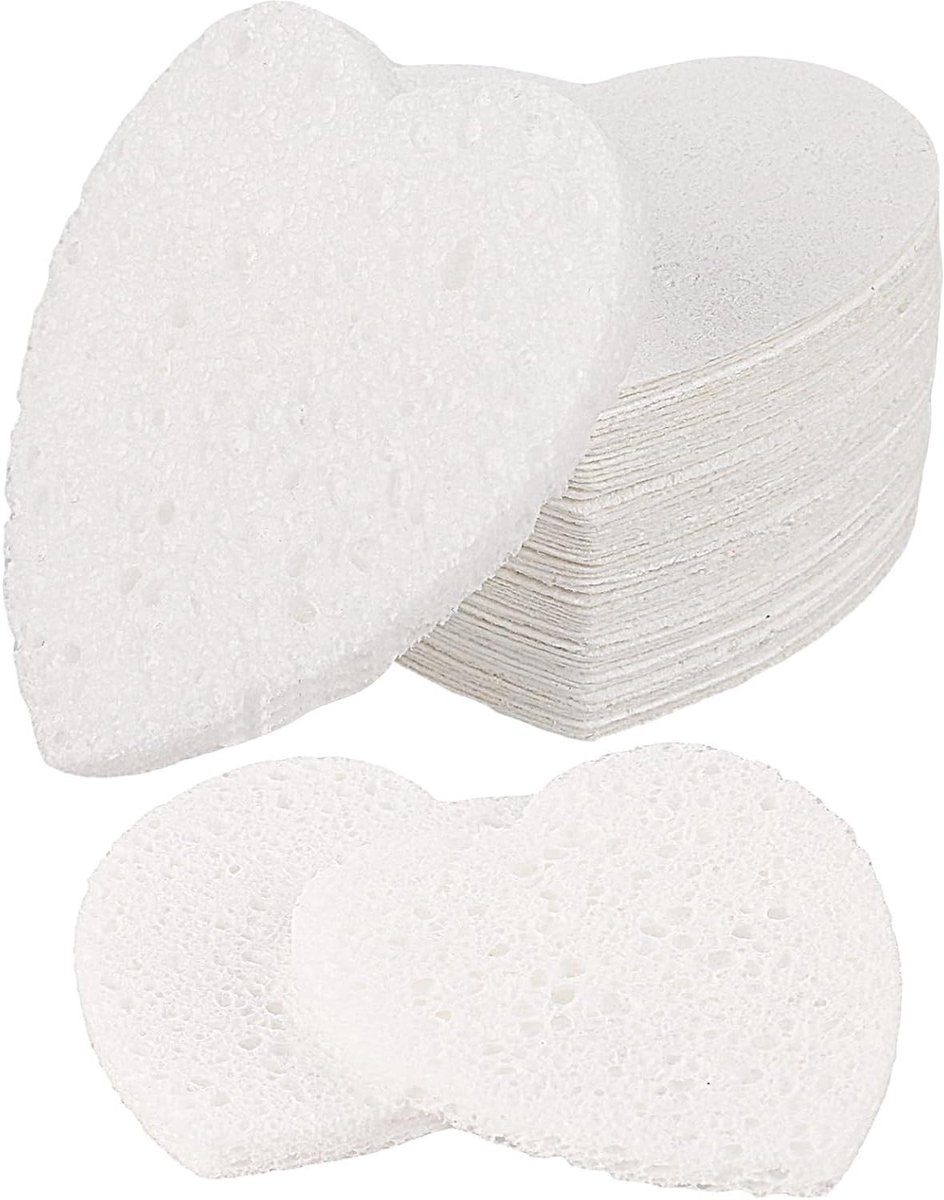 Herbruikbare gezichtsreinigingsspons - Set van 60 - Wit - Exfoliërend - Natuurlijk materiaal