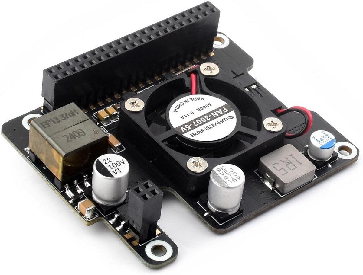 Power Over Ethernet (PoE) HAT voor Raspberry Pi 5 met Koellichaam en Ventilator