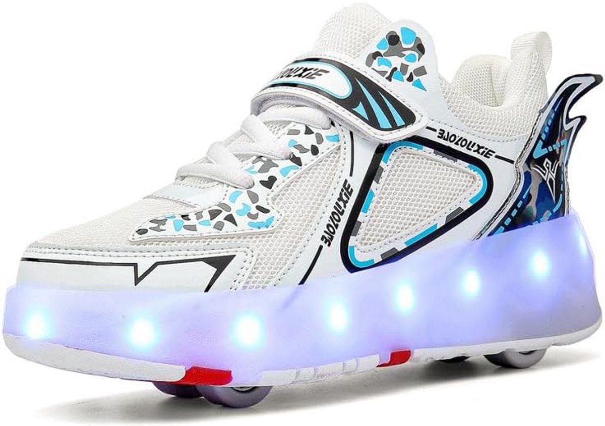 Kindersneakers met 2 Wielen en Verstelbare Lichtjes - Inlineskates met USB Opladen