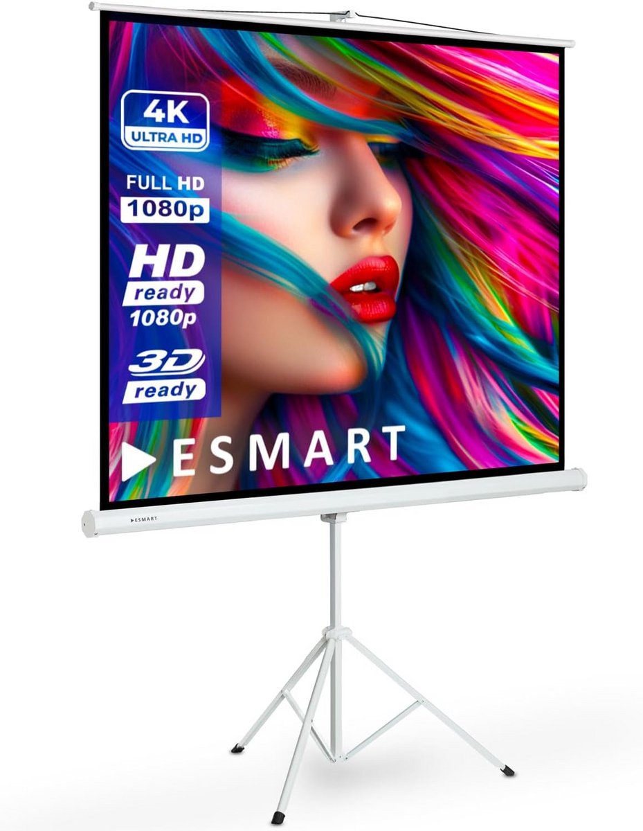 Projectiescherm 160x160 cm 1:1 Formaat op Statief voor Thuisbioscoop of Kantoor