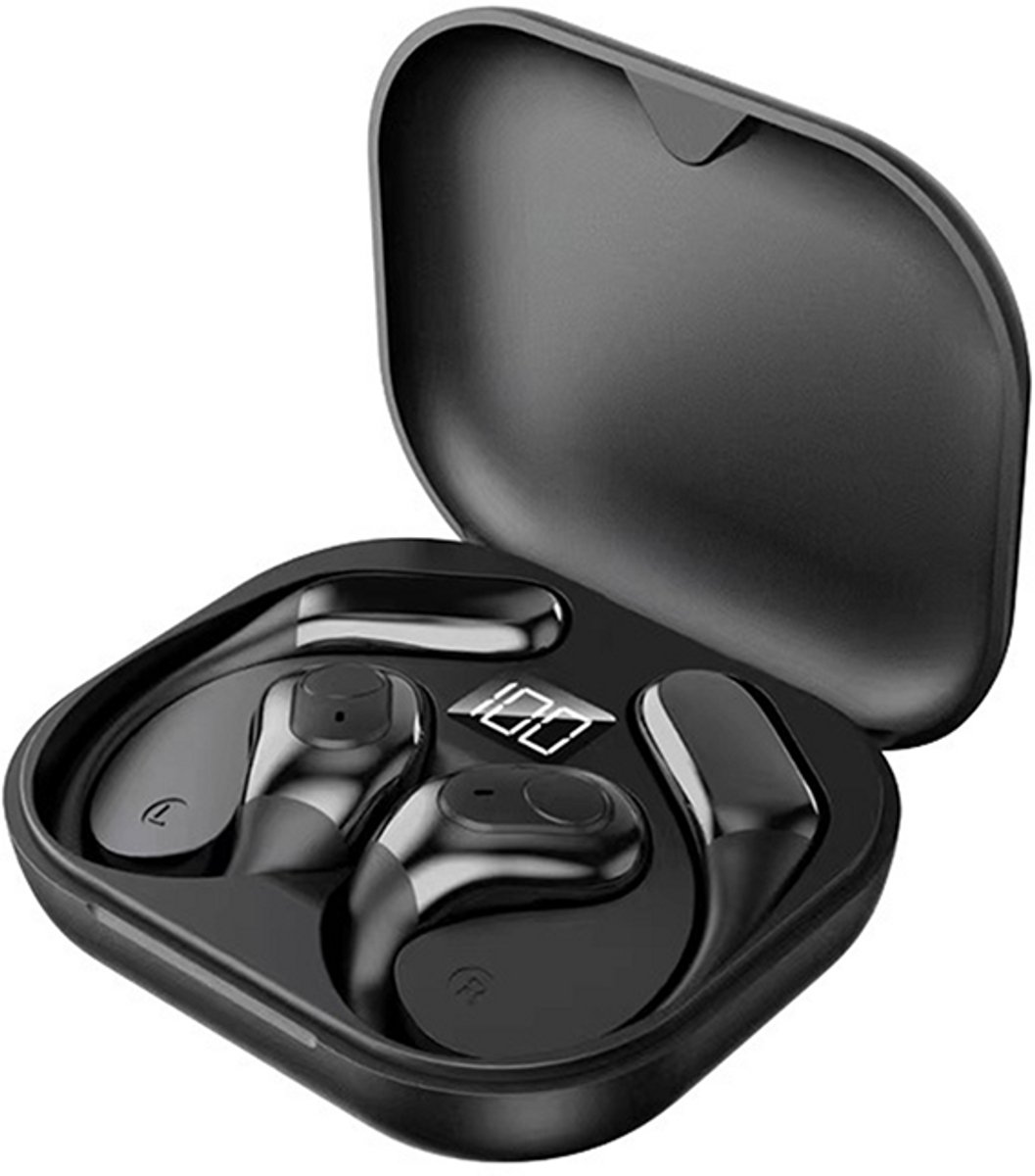 NAXSIR Over-Ear-hoofdtelefoon, draadloze hoofdtelefoon, lange batterijduur, digitaal display, zwart