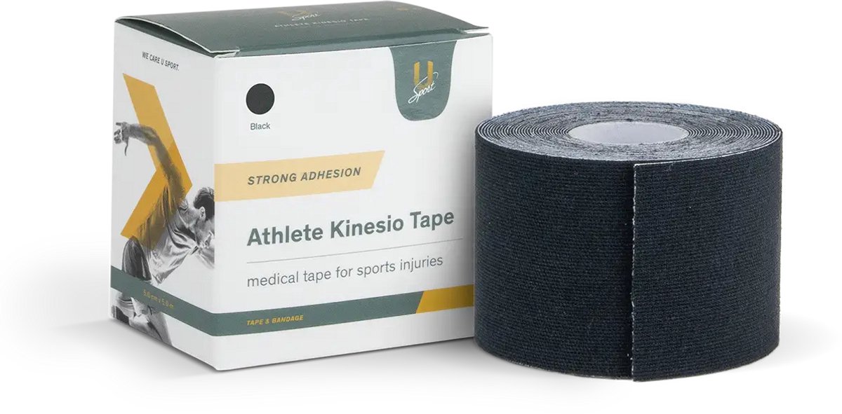 U-Sport Athlete Kinesio Tape - Elastische Sporttape - Waterbestendig & Ademend - Kinesiotape - Medische Kwaliteit - 1 Stuks - Zwart