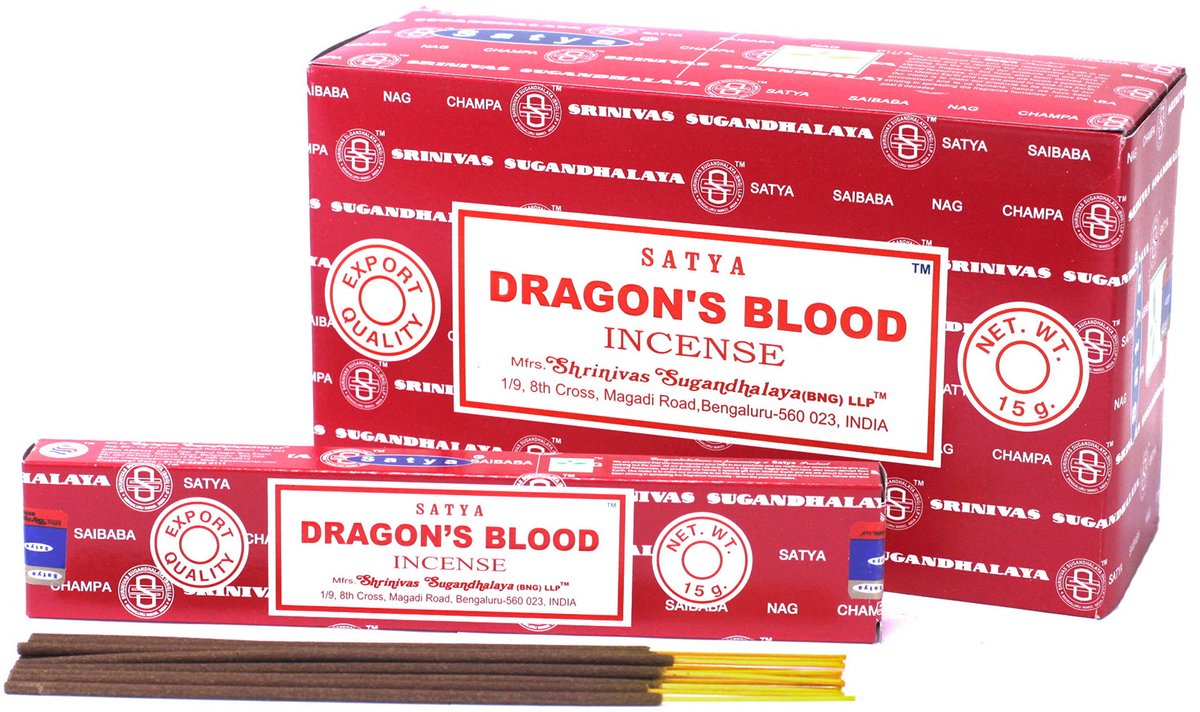 Ancient Wisdom Satya - dragonsblood - wierook - drakenbloed - doos 12 pakjes van 15 gram