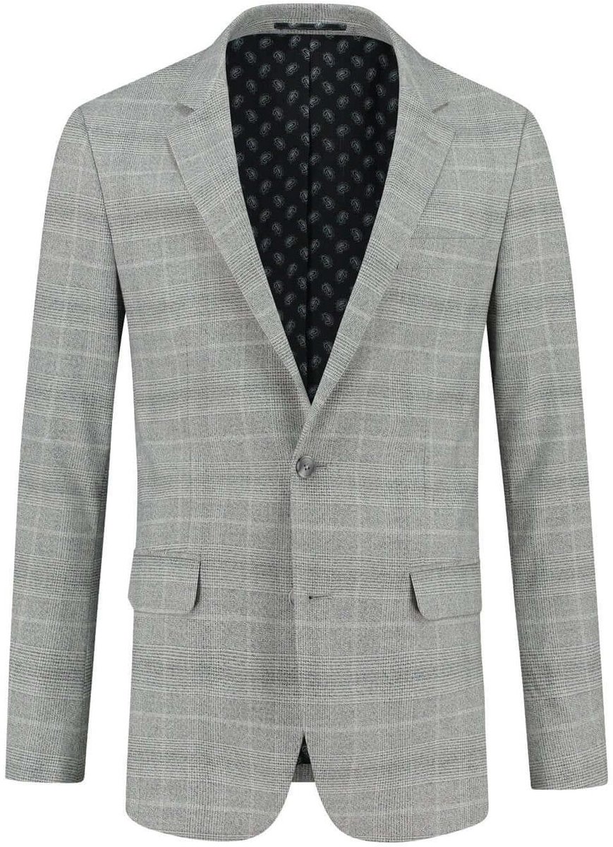 GENTS - Colbert / blazer heren ruit - Polyblend - Lichtgrijs - Maat 54/XXL