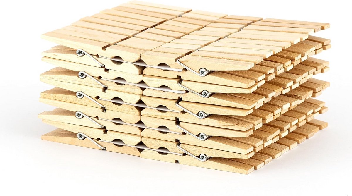 100 Stuks Houten Wasknijpers FSC Gecertificeerd Bamboe 6 cm Duurzaam