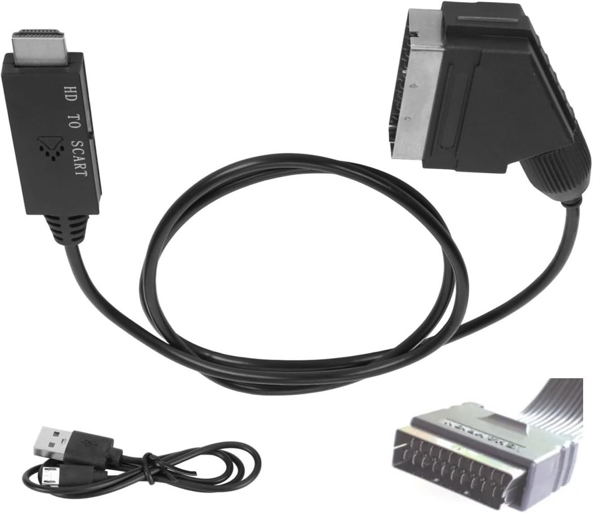 HDMI naar Scart Kabel Converter Adapter met PAL/NTSC Ondersteuning voor TV, VHS en DVD