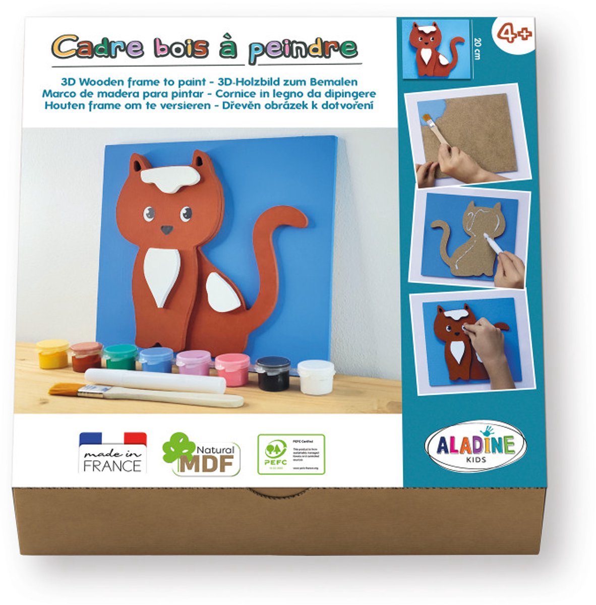 Aladine 3D schilderij knutselset van MDF - Kat - Creatief speelgoed.