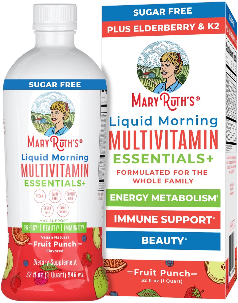 MaryRuth's - Morning Multivitamine Vloeibaar Fruit Punch - 946 ml - Leeftijdsafhankelijke dosering vanaf 1 jaar - Handige hersluitbare fles met vloeibare multivitamine (Fruit Punch-smaak) - Voedingssupplementen