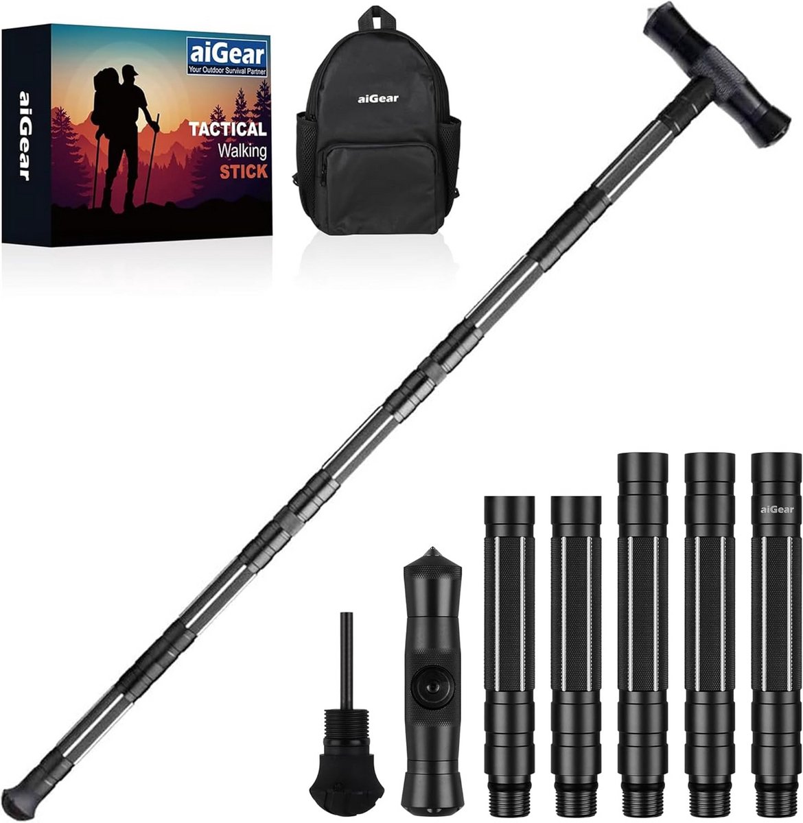 Premium Wandelstokken voor Buitenactiviteiten en Trekking - Zwart