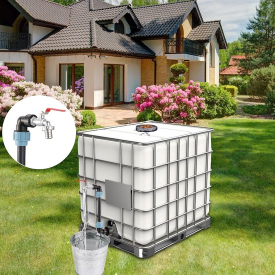 UZMAN Drinkbak 4 Liter Met Aansluitset Voor IBC-container - Vlottergestuurd, Roestvrij Polypropyleen - Voor Paarden, Koeien, Schapen & Grootvee
