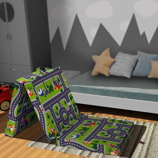 3-Delig Vouwmatras Logeerbed - Schuimmatras 190 x 70 cm Groen/Blauw — afbeelding 4
