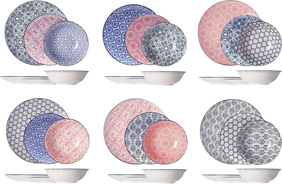 Servies Set 18-Delig voor 6 Personen - Japans Design & Bamboe Aperitiefset