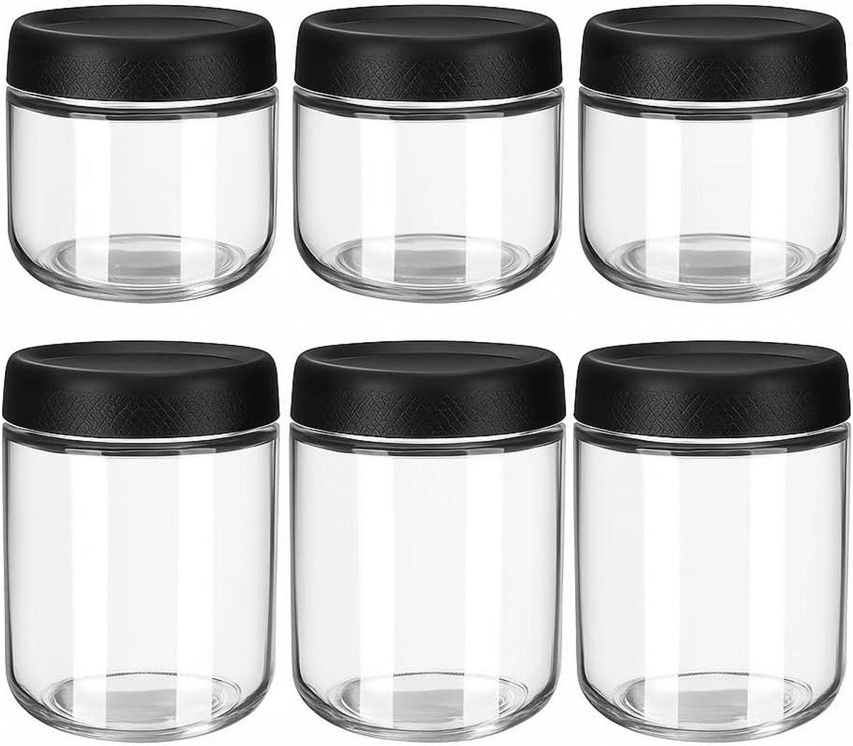 Set van 6 Glazen Potjes met Deksel voor Bewaren en Opslag