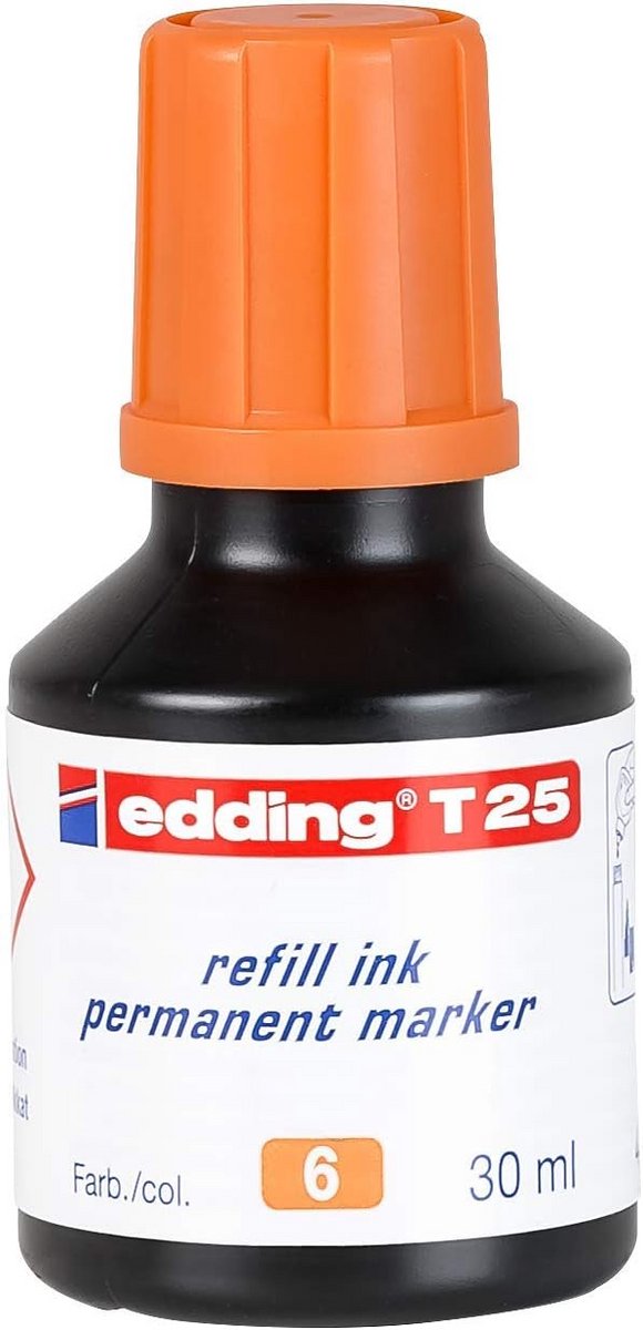 Navulinkt Permanente Marker - Oranje - 30ml - Geschikt voor Diverse Edding Markers