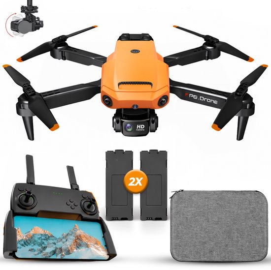 SefSay P8 Drone Oranje - Drone met dubbele camera - Obstakel ontwijking - Inclusief opbergtas en 2 accu's