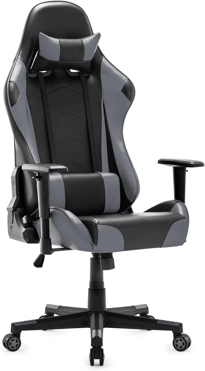 Ergonomische Gaming Bureaustoel met Hoge Rugleuning en Lendesteun Grijs
