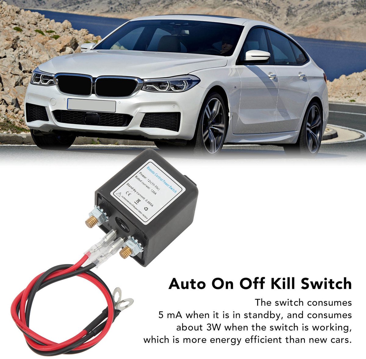 Omabeta Autoserie 12V 120A Afstandsbedienbare Ontladingsbeveiliging voor Autoaccu met Relais en Ingebouwde Batterij