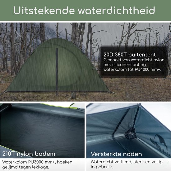 Naturehike Summer 2 - 2 persoons tent - Lichtgewicht tent - Incl. grondzeil Festival tent - 20D 4000MM - Waterdicht - Kampeertent - koepeltent - Trekkerstent van Merkloos — afbeelding 2