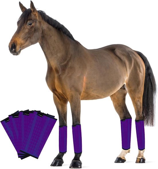 Set van 4 Verstelbare Vliegenlaarzen voor Paarden - Ademende Beenbescherming