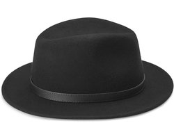 Flavio Zwarte Wollen Moda Fedora met Platte Rand