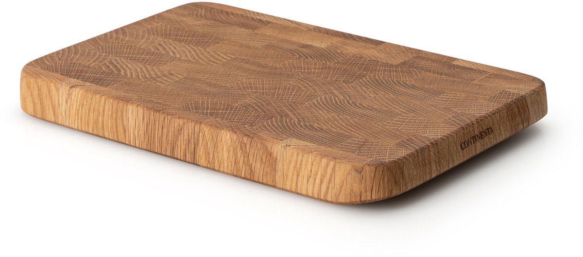 Continenta snijplank, serveerplank, keukenplank, houten plank, eiken kopshout, 27 x 18 cm, 4180
