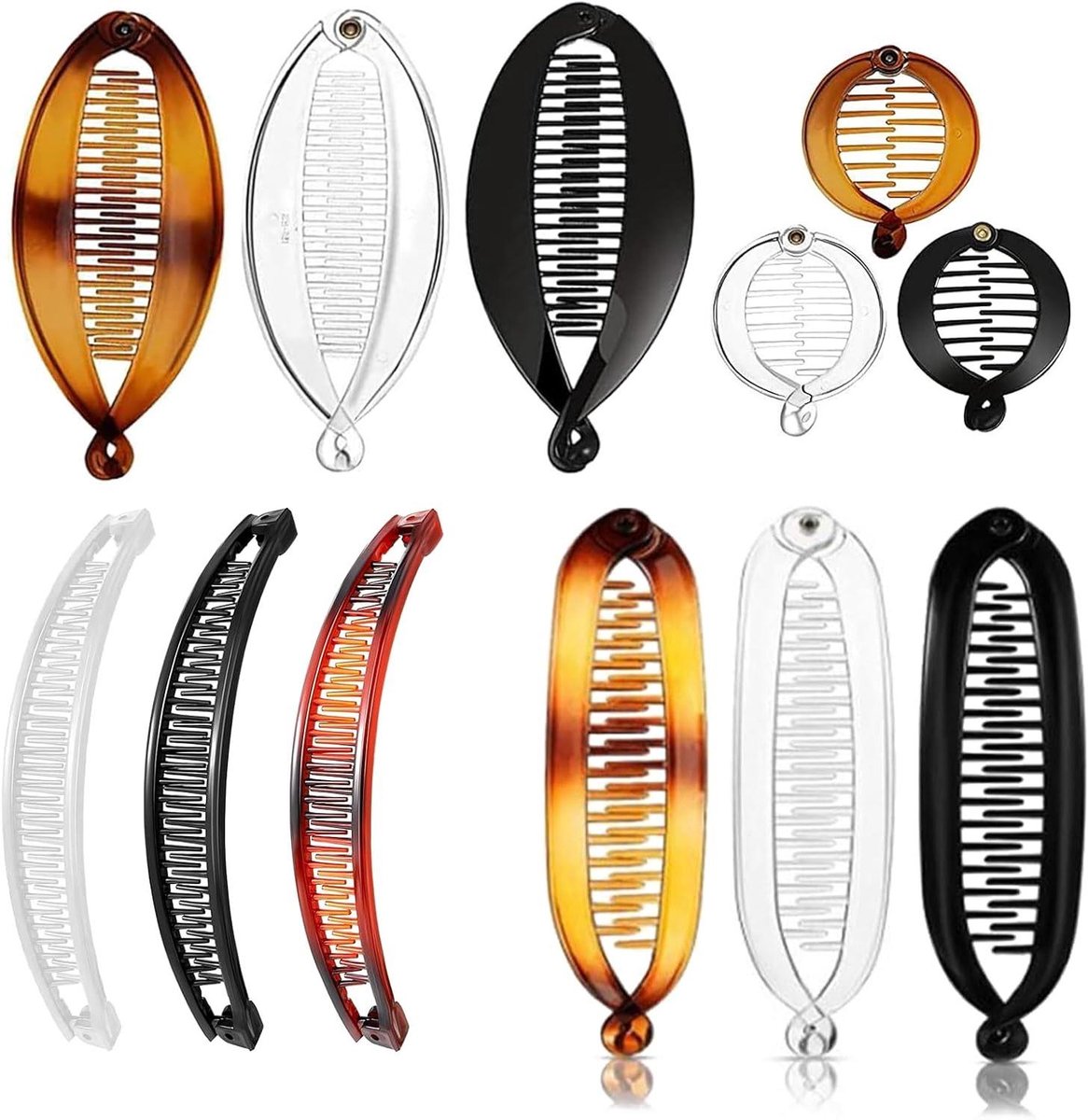 12-delige Haarclips Set voor Dames - Klein en Dik Haarclip - Dunne Haarclips - Banaan Design