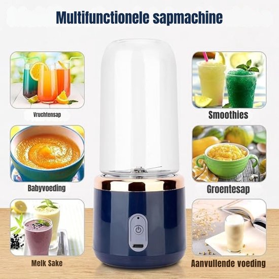 Aurixi® Blender To Go - Blender smoothie - Draagbare Blender To Go - Smoothie Machine - Milkshake Maker 400ml - Oplaadbare blender -2 in 1- Blender en Drinkglas - Portable Travel Blender - Blender voor Onderweg - Blauw - 13cmx 110cm x 150cm van Aurixi — afbeelding 3