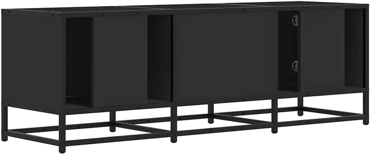 TV-meubel Urbanhome Zwart – Industrieel Lowboard met Metalen Frame en Opbergruimte, Robuust Hout, Voor Woonkamer en Slaapkamer, 120 cm